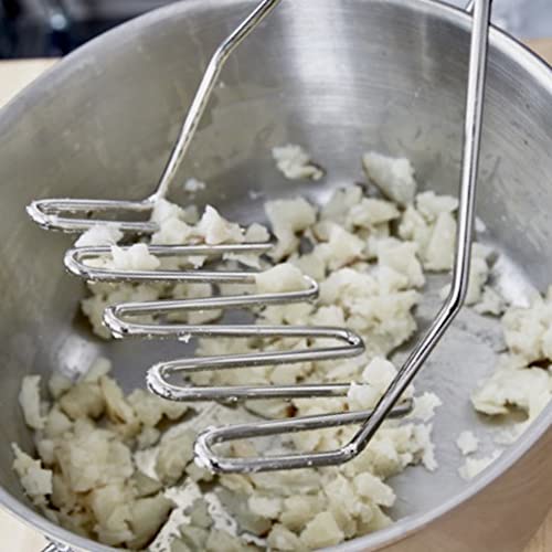 Tezzorio 24 Inch Chrome Plated Square-Faced Potato Masher With Wooden Handle thumb #2