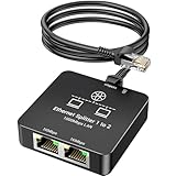KiWiBiRD LAN Splitter 1 auf 2, LAN Switch 2port, LAN Verteiler 1 auf 2, Ethernet Netzwer Gigabit Switch RJ45 1000Mbps für Cat 8 7 6 5 5e, Kompatibel mit Router TV Box PC Laptop PS5