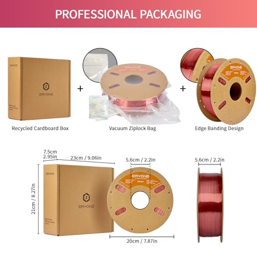 Image of ERYONE Silk PLA Filament for 3D Printer 1.75mm + /- 0.03mm, Shiny Filament 1kg (2.1lbs) /Spool, Crimson Red