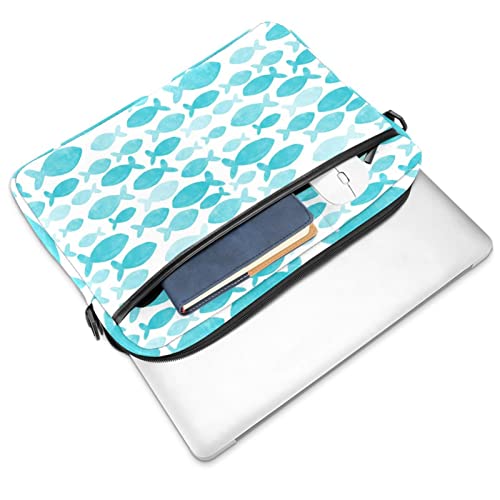 Sac ordinateur portable 13 à 14 pouces poisson bleu bandoulière - 2