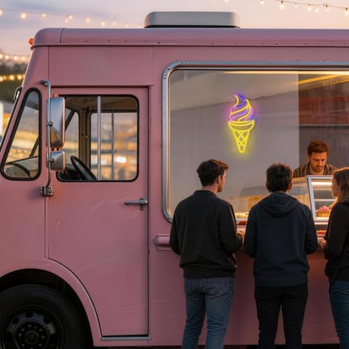 Image of Ice Cream Neon Sign with USB & Type-C Dual Powered