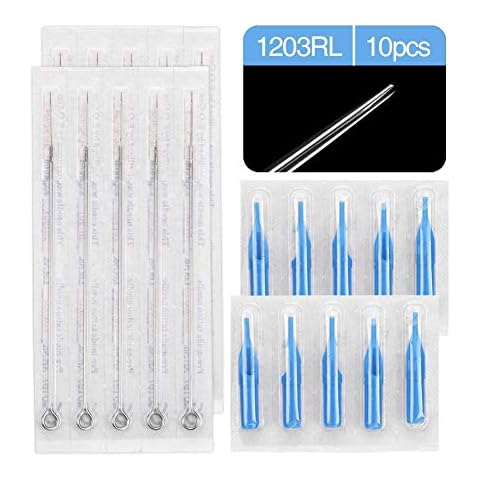 ATOMUS 10pcs Tattoo Needles 3RL 10pcs tips 3RT Disposable Medical Tattoo Needles Set Steel for Machines Gun Liner Shader(3RL + 3RT) Cover