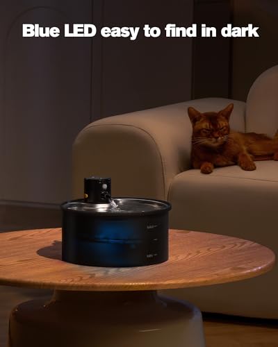 Trinkbrunnen für Katzen Kabellos Katzen Wasserbrunnen: Katzentrinkbrunnen - mit 8 Kohlefilters + 8 Schwämmes - Trinkbrunnen für Katze mit Sensor - 3.2L Katzenbrunnen Edelstahl mit Bewegungsmelder