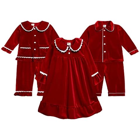 Kids Tales Child Velvet Pajama Sets Christmas Button Down Long Sleeve Shirt + Long Pants Boys Girls Solid Loungewear 2PCS Cover