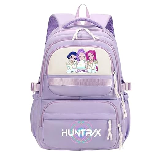 Genérico KPop De_mon Hunters Mochila, mochila impermeable con estampados de los personajes de animación HUNTRIX Rumi/Mira/Zoey Mochila escolar para niños, niñas y fans del K pop(A04) | Ya disponible en tu tienda friki favorita! En mundofriki.es!