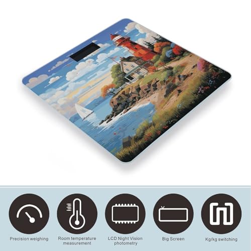 Báscula Digital de Baño con Pantalla LCD y Plataforma de Vidrio miniatura 3