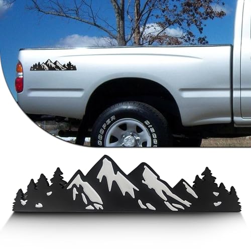 Image of 10 Inch Snow Mountain Graphic Logo Badge, Trunk Mountain Logo Emblem for Car Trunk Tailgate Emblem (Black Whte)