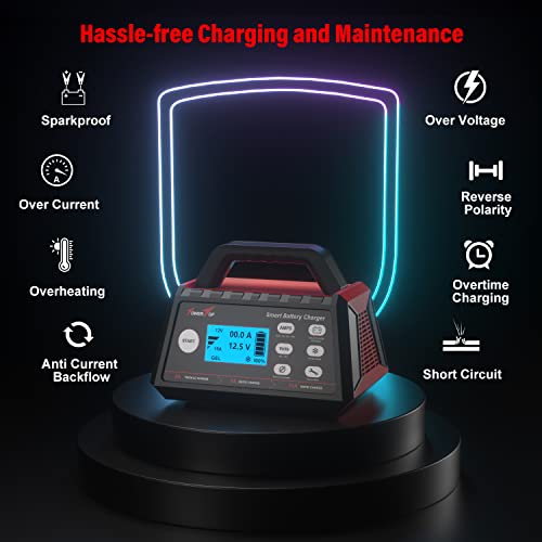 Towertop 2/8/15 Amp Smart Car Battery Charger, 6V/12V Fully Automatic Battery Maintainer With Auto Desulfator, Battery Repair, Winter Mode, For All Lead-Acid And Lifepo4 Batteries #TOP5