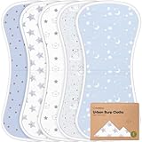 Organic Burp Cloths Baby Boy & Girl - 5-Pack Super Absorbent Cotton Burping Cloths for Babies, Soft & Plush Newborn Spit Up Rags, Infant Towels for Milk Spit Up, Unisex, Large 21' x 10'(Constellation)