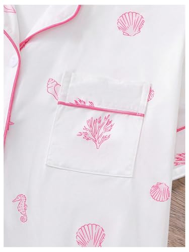 Image of Floerns Women's Floral Pajamas Notch Collar Print Sleepwear Two Piece Pajama Set
