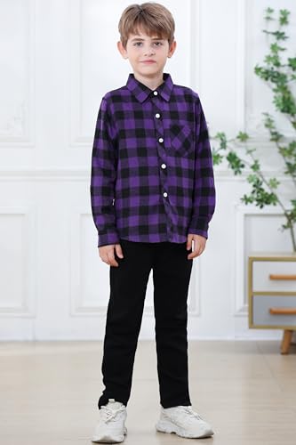 Image of Betusline Boy and Men Button Down Plaid Shirt