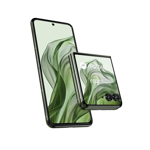 Motorola RAZR50 Ultra (teléfono Flip, Pantalla 6,9'/4,0' FHD+, cámara de 50 MP, 12/512 GB, 4000 mAh, Android 14) Verde Primavera, incluye estuche protector premium [exclusivo de Amazon]