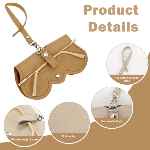 Image of 3 Pcs Soft Leather Sunglass Bag,Leather Glasses Storage Bag for Men & Women (Orange, khaki, black)