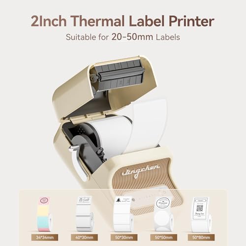 Image of NIIMBOT B21 Label Printer with Adhesive Tape, 2 Inch Portable Sticker Maker, Thermal Label Printer for Glass, Price, Address Labels for Business, Home, Office, Organization, White