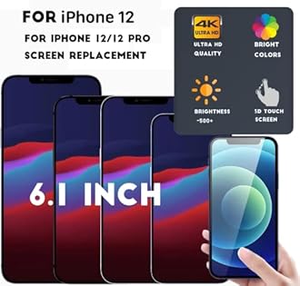 for iPhone 12/12 Pro OLED Screen Replacement Kit [ NOT LCD ] 6.1 inch Full HD Display 3D Touch Screen Digitizer Full Assembly + Repair Tools + Screen Protector