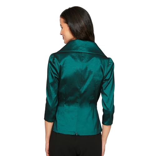 Image of Alex Evenings Women's Stretch Taffeta 3 /4 Sleeve Formal Blouse, Special Occasion Dress Shirt