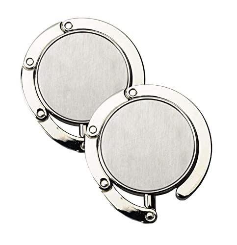 2X WPRO Handtaschenhalter Nicola Metall | Etui | Handtasche | Tisch - Geschenkbox - Damen Silber Faltbar Cover