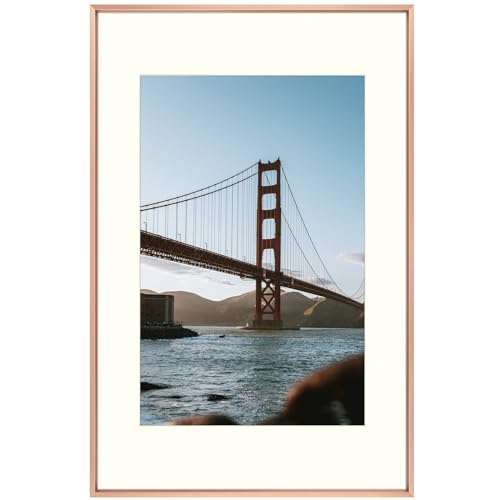 Frametory 16x24 Rose Gold Aluminum Metal Picture Frame Mat for 12x18 Glass