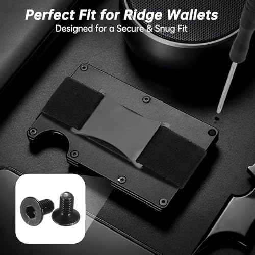 Wallet Elastic Band Replacement Compatible with Ridge Wallets for Men, Metal Wallet Repair Kit with Screws and Screwdriver, Elastic Cash Strap Replacement for Card Holder Wallet, Black2