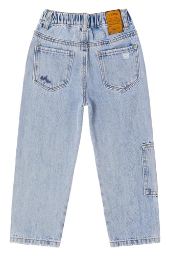 KIDSCOOL SPACE Baby Little Boys Jeans, Girls Elastic Waist Adjustable Ripped Patchworked Denim Pants2