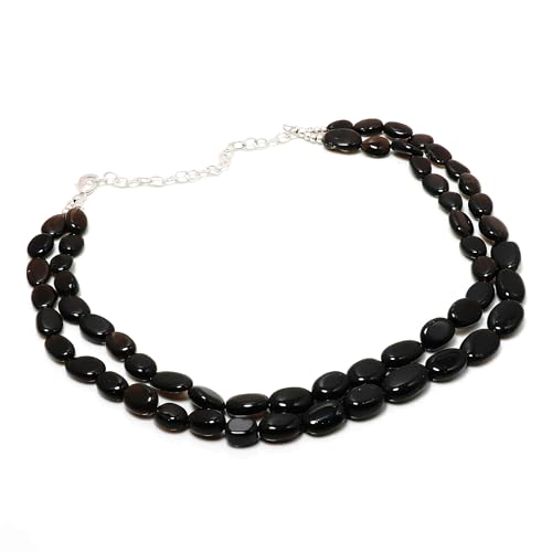 Gems In Silver Smoky QuartzOval Light Gray Beads Necklace Gemstone