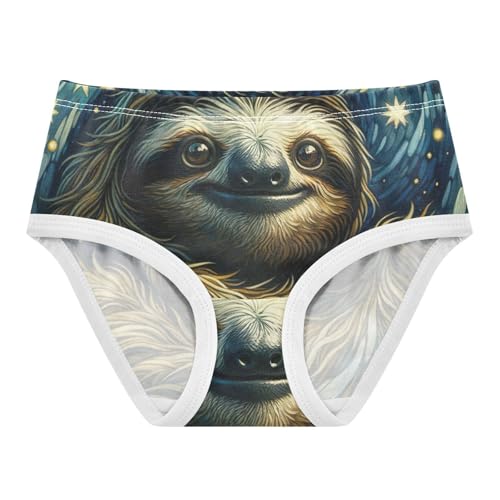 Cute Sloth Starry Night Panties Little Girl Toddler Underwear Floral Cotton Fun Kids Briefs Undies 2t