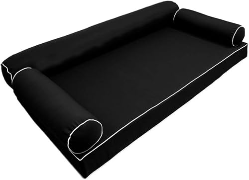 Solo funda estilo 6 fundas de almohada para colchón de sofá cama para exteriores, ribete de tubería de contraste, tamaño individual XL, AD109