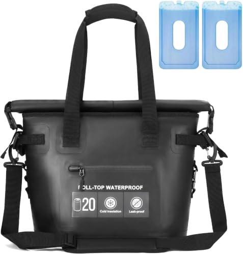 Image of Vogano Soft Cooler Bag - Insulated Leak-Proof Cooler Bag with Roll-Top Waterproof Seal ,Portable Ice Chest for Camping, Beach, Travel, Picnics ,12HR Cold Retention