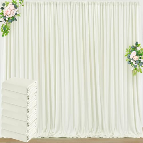 40 ft x 10 ft Wrinkle Free Ivory Backdrop Curtain for Wedding Parties, Polyester Ivory Photo Backdrop Drapes 8 Panels 5x10ft for Baby Shower Photoshoot Engagement Birthday Party Photography Background