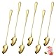 6 Stück Latte Macchiato Löffel Set, 20 cm Griff Eislöffel Lang aus Edelstahl, Gold Cappuccino Löffel Langer Stiel, Teelöffel Langer Stiel für Kaffee, Milchshake, Eisbecher, Eistee, Trinken (Gold)