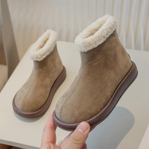 Girls Boys Fuzzy Warm Winter Short Boots with Furry Faux F𝐮r Lining Platform Bootie Shoes for Toddler Big Kids3