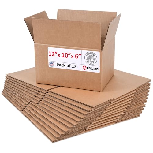 Image of Medium Cardboard Boxes 12 inchL x 10 inchW x 6 inchH (Pack of 12) - USA-Made Packing Boxes for Moving, Shipping, or Storage - USPS, UPS, FedEx Approved - Professional Packing Supplies for Moving