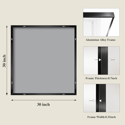 Image of Koonmi Black Mirrors for Wall, 30x30 Inch Bathroom Mirror, Rectangular Wall Mirror for Living Room Bedroom Bathroom, Hangs Horizontally or Vertically