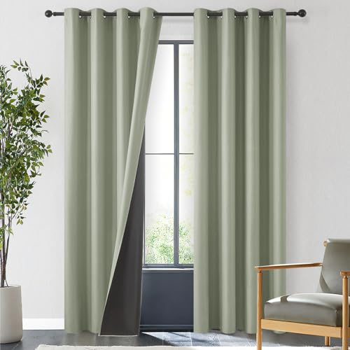 MRTREES Rideau Occultant Court 140x160CM pour Petit Fenetre Chambre Fille Adulte 100% Opaque Doublé Épais Rideau Thermique Isolant à Oeillets Décoratif Cuisine...