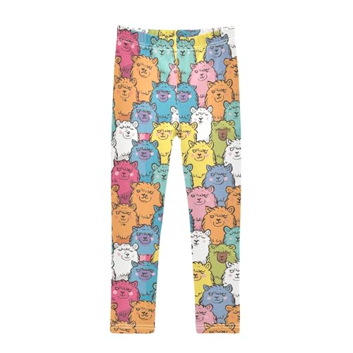 Color Alpaca Cute 1 Girls Leggings Athletic Pants Tights Stretch Bottom