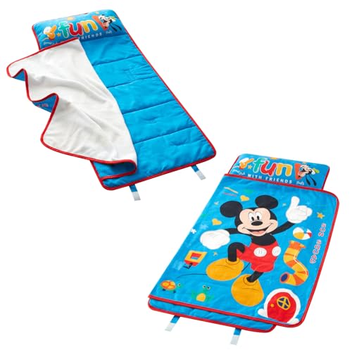 Image of Super Soft Plush Toddler Quilted Nap Mat with Built in Blanket and Pillow
