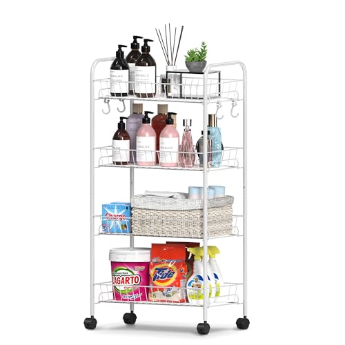 Image of Mythinglogic 4-Tier Rolling Utility Cart with Removable Wire Baskets