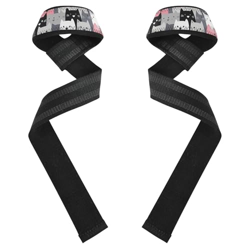 Nander Cartoon Dog and Cat Wrist Straps for Weightlifting,Lifting Straps with Neoprene Cushioned Wrist Padded and Anti-Skid Silicone for Strength Training,Bodybuilding,Deadlifting