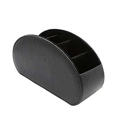 LIAF TV Remote Control Holder with 5 Compartments All-in-One Organizer Box Multi-Functional Nightstand Desktop Office Caddy Storage Tray for Makeup Brush Pencil Pen (8.46