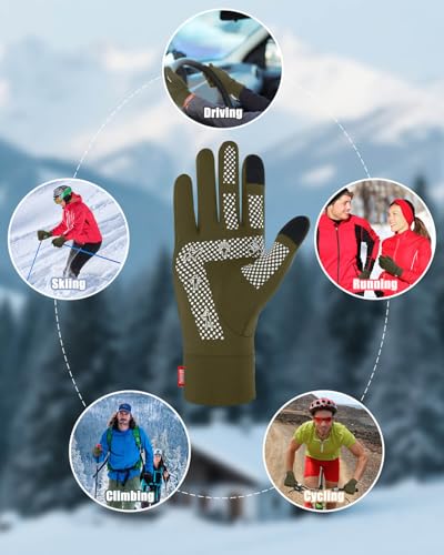 Image of Aegend Lightweight Winter Gloves for Men Women, Warm Running Gloves Touchscreen Thermal Glove Liners for Cold Weather Driving, Cycling & Hiking, Non-Slip, Elastic Cuff, Stretchy, Durable