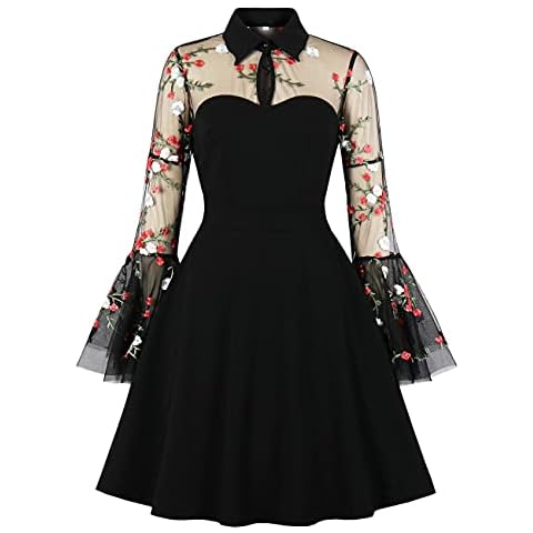 Wellwits Vestido de Cóctel Vintage con Trompeta de Tul y Bordado Floral Cover