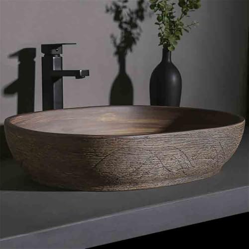 Vasque pour salle de bain intérieure et extérieure ronde en céramique