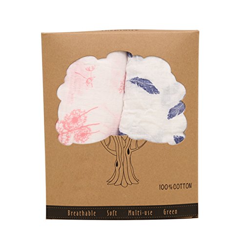 Babyin réception couvertures, Lot de 2 100% mousseline de coton Swaddle doux double couche langes de naissance ou d'un bon Cadeau de chambre d'enfant