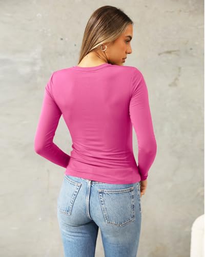Image of Abardsion Women's Slim Lightweigh Long Sleeve T Shirts | Fall Clothes 2026 Casual Basic Crewneck Going Out Crop Tops Y2K