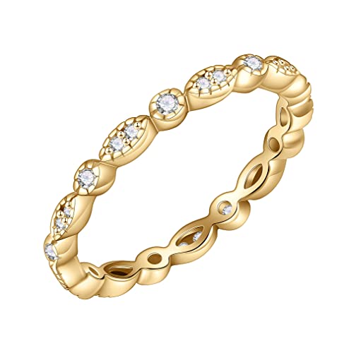 SMILEST Anillos de moissanita para mujer, anillo de eternidad de marquesa milgrain, color D, claridad VVS1, anillos de moissanita, anillos de plata de ley 925, anillos apilables para mujer, anillos de