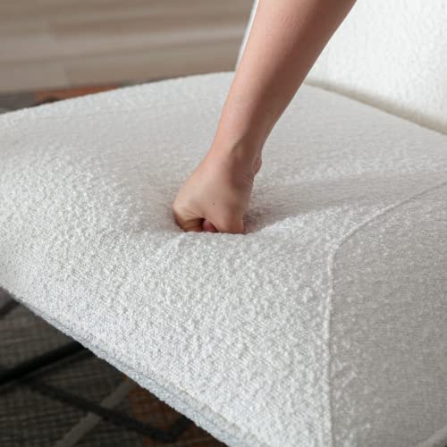 Lukealon Sherpa Living Room Chair, Mid Century Accent Chair With Metal Frame Modern Armless Extra Wide Lounge Chair For Bedroom Reception Area, Fur White #TOP4