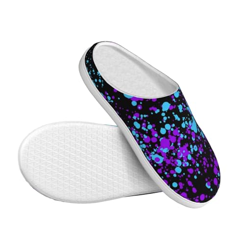 Glow In Dark Splatter Neon Adult Cotton Slippers Home House Indoor Shoes3