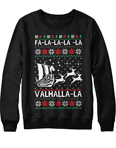 Herren Sweatshirt Viking Valhalla Ugly Sweater Christmas Ship Schlitten H000133 Schwarz M