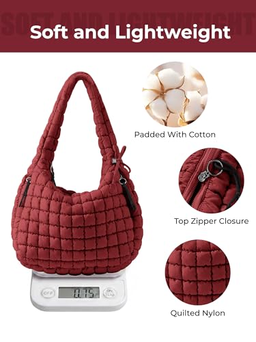 Image of Puffer Quilted Tote Bag for Women Nylon Crossbody Bags Puffy Purse Hobo Large Shoulder Bag Trendy