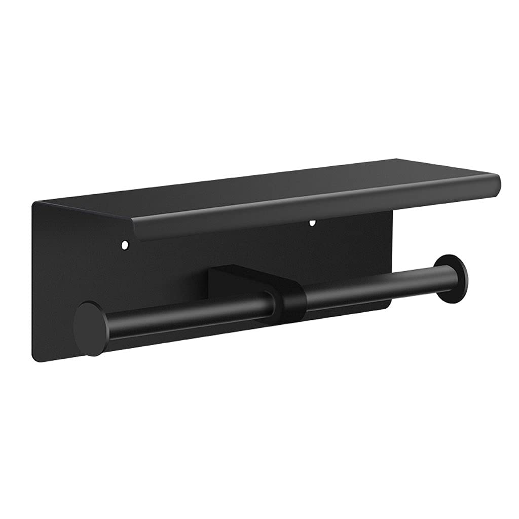 Toilet Paper Toilet Paper Holder With Shelf, 304 Stainless Steel Double Rolls Bathroom Tissue, Wall-Mounted Stand Bathroom Holder